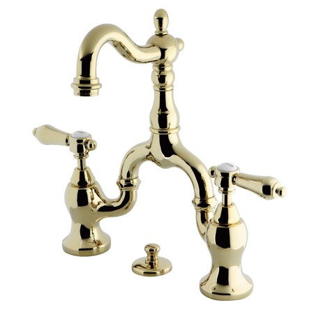 Kingston Brass KS7972BAL Bridge Bathroom Faucet with Brass Pop-Up, Polished Brass KS7972BAL